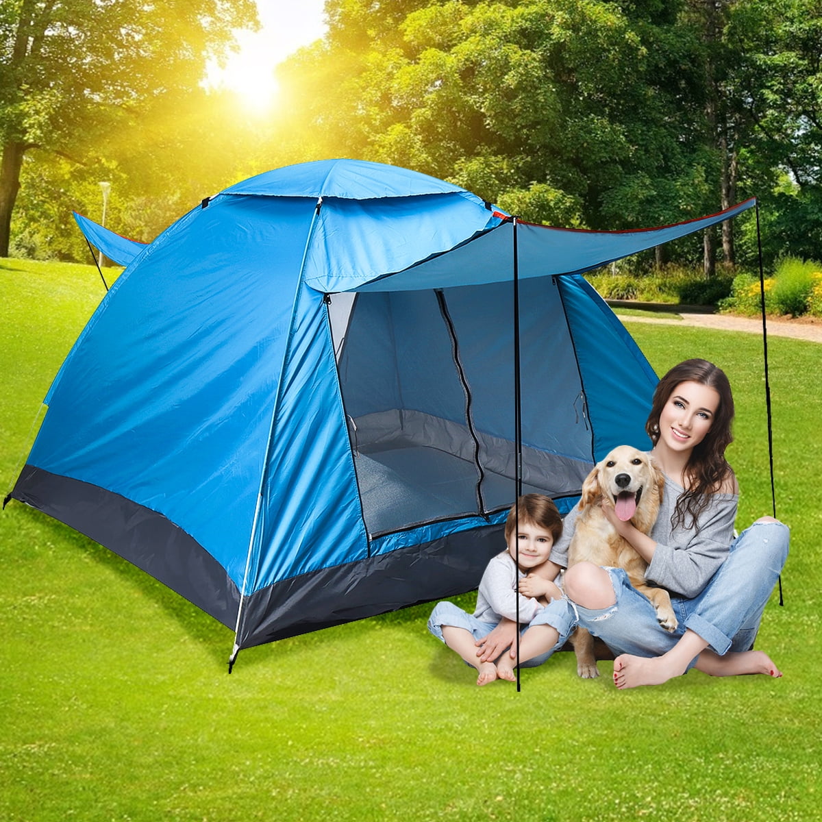 4 Person Camping Dome Tent Waterproof Portable Popup Family Camping Tents W 2 Mesh Doors Yard Camping Fishing Hiking Climbing Indoor Outdoor Easy Setup Walmart Canada