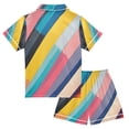 thumbnail image 2 of FORMRS Kids Short Sleeve Top and Pants Pajama Set Unisex Satin 2-Piece Sleepwear, Sizes 9-10Y, Color Striped, 2 of 8