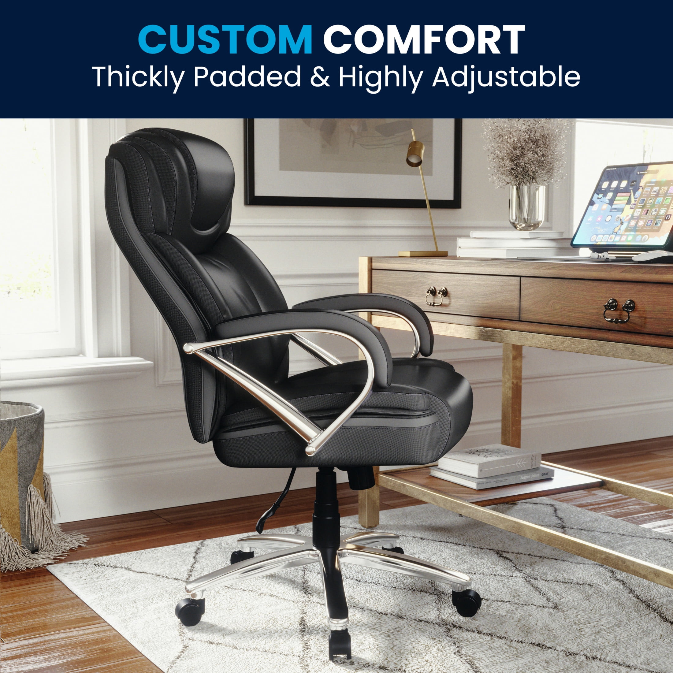 Flash Furniture Hercules Series Big & Tall Ergonomic LeatherSoft Office Chair, Black