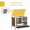 thumbnail image 4 of PawHut Indoor Rabbit Hutch with Wheels, Desk and Side Table Sized, Wood Rabbit Cage, Waterproof Small Rabbit Cage, Brown, 4 of 9