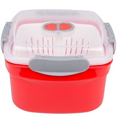 Microwave Collection Large Steamer Red Cup Cook Vegetables Fish Serve Container 