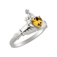 thumbnail image 3 of RYLOS Rings 14K White Gold Claddah Love, Loyalty & Friendship Ring Heart 6MM Gemstone & Diamond Claddagh Rings November Citrine Jewelry Size 11, 3 of 7