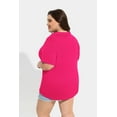 thumbnail image 7 of CASSIE LIZ Plus Size Womens Shirts 5X Summer Hot Pink Polo Shirts V Neck Ladies Shirts with Collar Fashion Business Short Sleeve Collared Shirts Casual Loose Fit Spring Tops 5XL 26W 28W, 7 of 7
