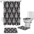thumbnail image 2 of FMSHPON Antique 4 Piece Bathroom Set Shower Curtain Bath Rug Contour Mat and Toilet Lid Cover, 2 of 7
