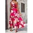 thumbnail image 2 of PRETTYGARDEN Women's Summer Floral One Shoulder Maxi Dress Knot Ruffle Boho Beach Vacation Wedding Guest Long Sun Dresses, 2 of 7