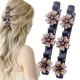 thumbnail image 1 of 2 pinzas para el pelo trenzadas con piedras de cristal brillantes, 2024 nuevas bandas para el pelo de tela satinada con diamantes de imitación y trébol de cuatro hojas, pinzas con forma de pico de pat, 1 of 7