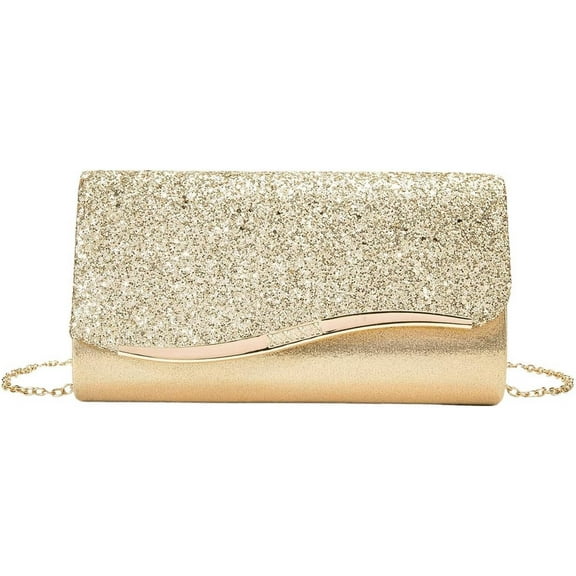 Women's Glitter Evening Bag Party Clutch Purses Handbags with Chain Strap