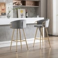 thumbnail image 4 of 2PCS 26-Inch Bar Stools with Chrome Footrest - Luxurious Velvet Fabric, Golden Legs, Simple High Bar Stool Design for Stylish Home Decor-Gray, 4 of 9