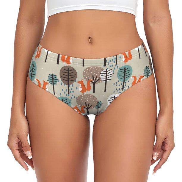 Fotbe Squirrels and Trees Calzones Estampados para Mujer – Ropa Interior de Algodón, Cómoda, Suave y Elástica-XX-Large