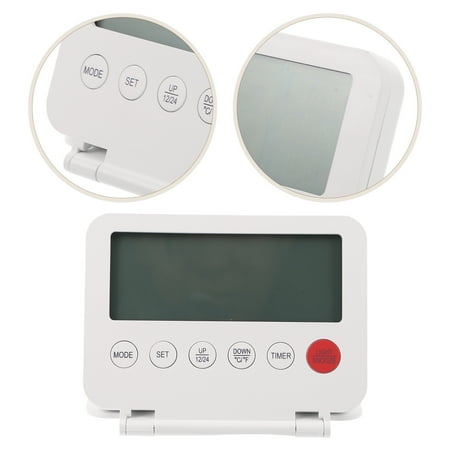 HEANUJJ White Portable Travel Alarm Clock with Digital Display Date Temperature and Built in Night Light