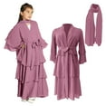 thumbnail image 5 of Otqutp Kids Abayas Dress for Girls Chiffon Layered Muslim Dresses Pleated Elegant Long Skirt Kaftan Prayer 𝗜slamic Maxi Dress, 5 of 7