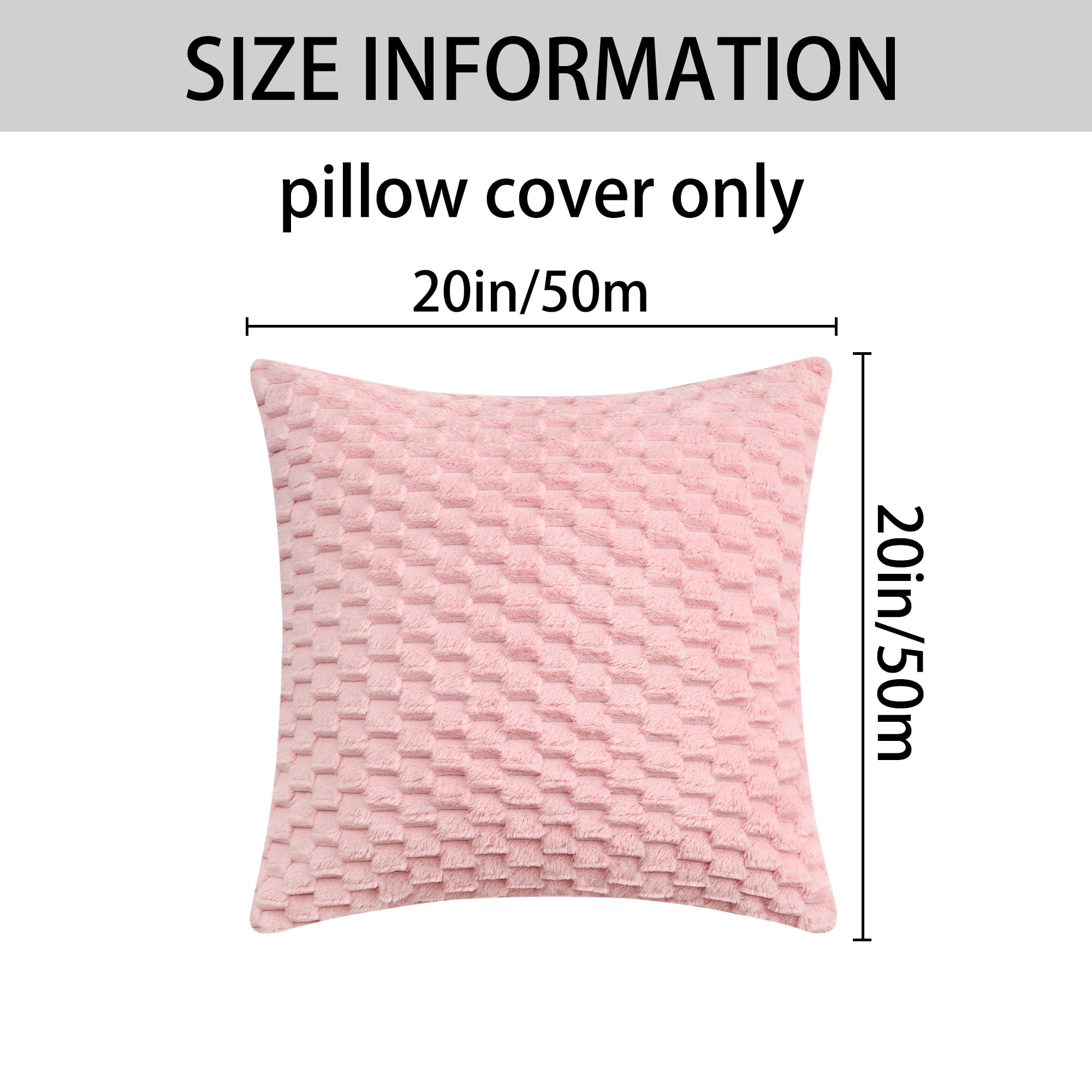 Unique Bargains Pack of 2 Soft Fuzzy Plush Cushion Cover Pink 20" x 20"