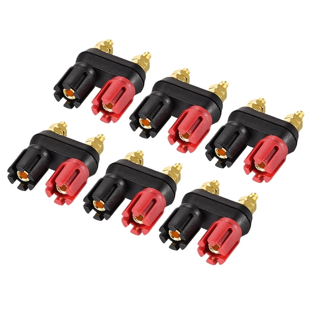 Terminal de unión dual Uxcell, conector de altavoz de amplificador de potencia de rosca M5, conector de enchufe de banana de 2 vías, 6 piezas