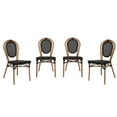 thumbnail image 2 of Merrick Lane Set of Four Stacking Thonet Bistro Style Chair with Black Textilene Seat and Bamboo Finished Metal Frame for Indoor/Outdoor Use, 2 of 15