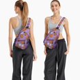 thumbnail image 6 of Sling Backpack,Purple Halloween Pumpkins with Boo Sling Bag with Water Bottle Holder,Waterproof Sling Bag for Men/Women with Headphone Jack for Hiking,Travel, 6 of 6