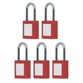 thumbnail image 4 of Lot de 5 Cadenas de Verrouillage 38mm - Verrous de Sécurité Universels avec Corps en Nylon Renforcé, Anse Chromée Résistante à la Rouille et Étiquette Réutilisable Inscriptible, Idéal pour Industriel, Puissance, 4 of 6