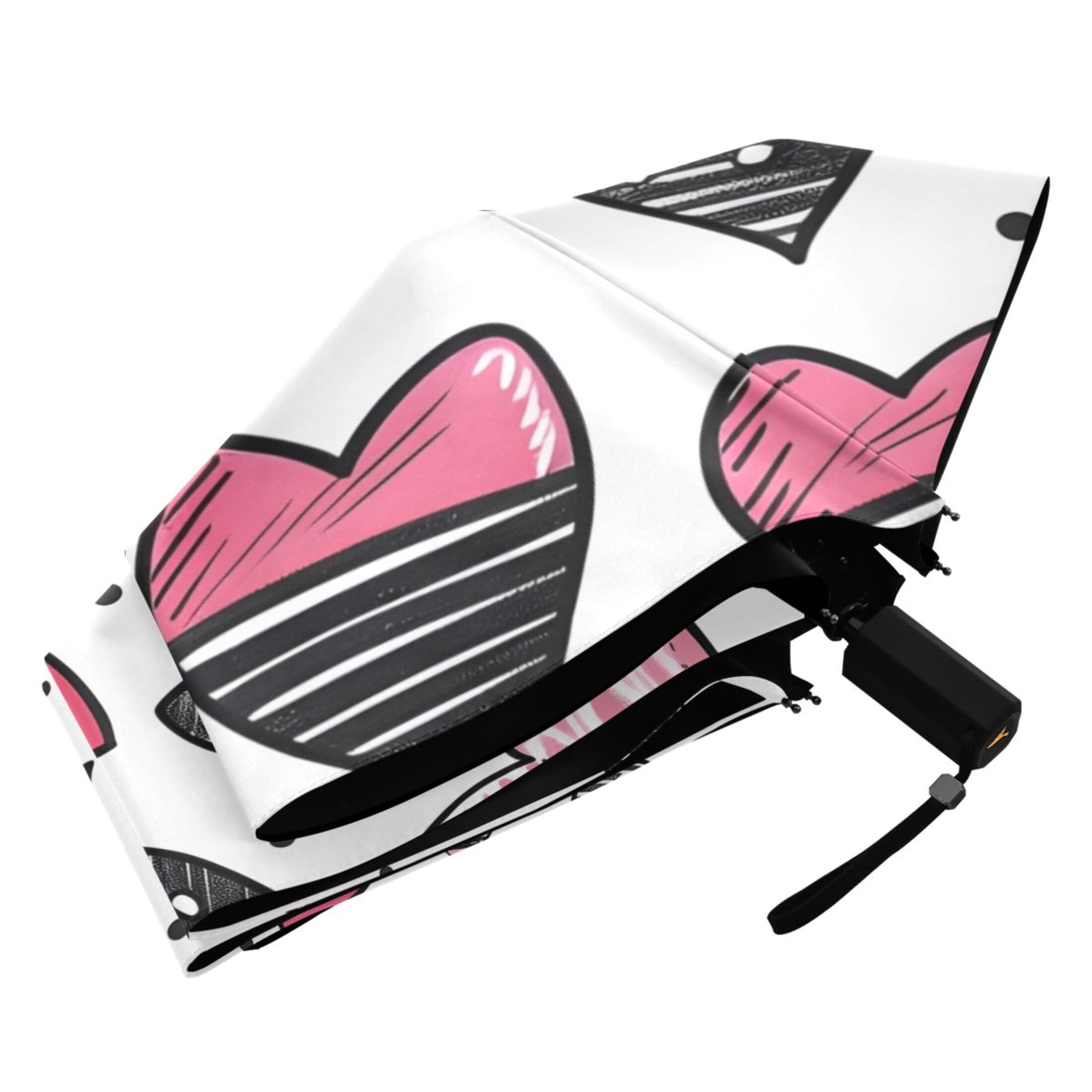 ALAZA Hearts UPF 50+ Compact Folding Umbrella for Rain Travel Umbrella Packable