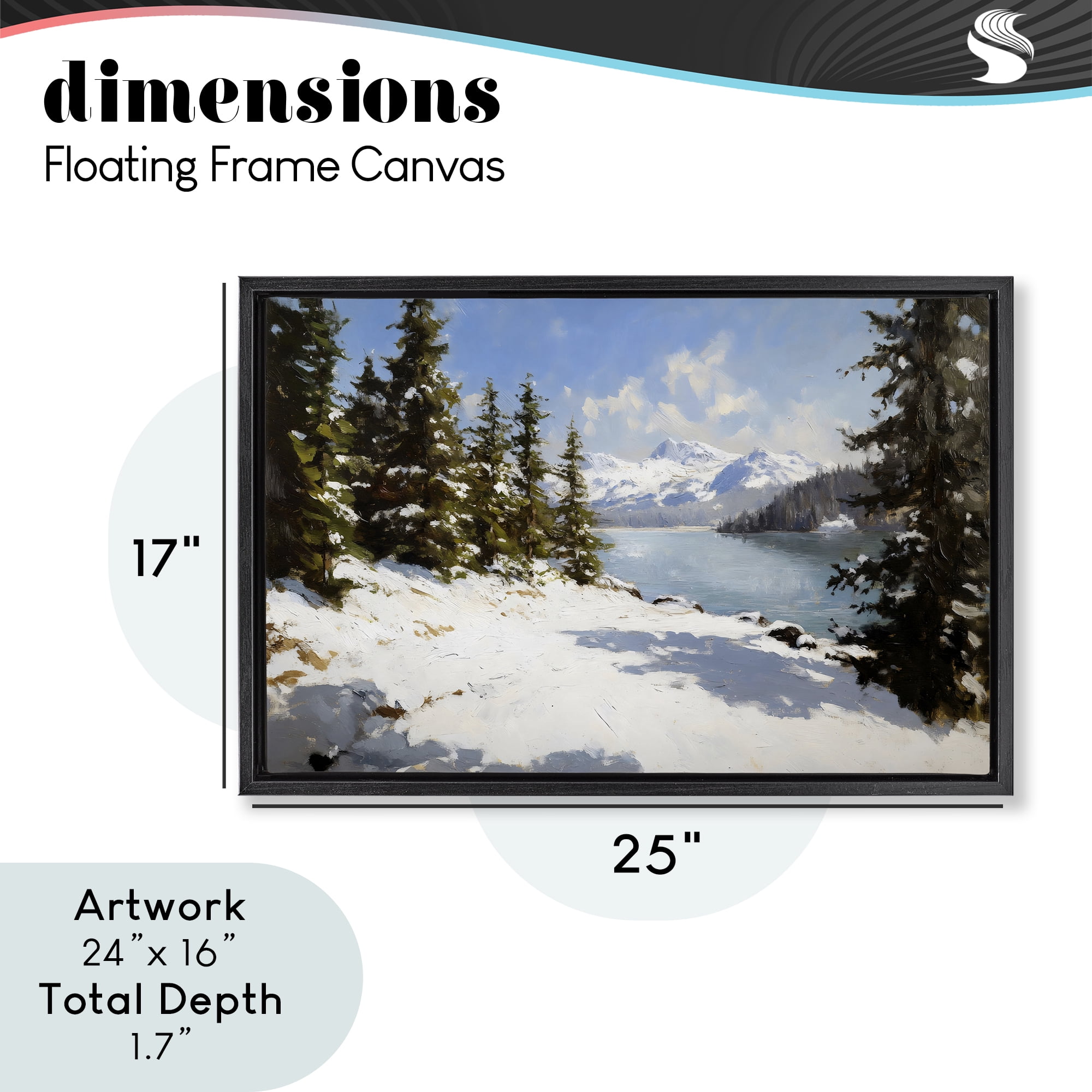 Way Up North Landscape Black Framed Floater Canvas Wall Art, design by Petal Prints Design