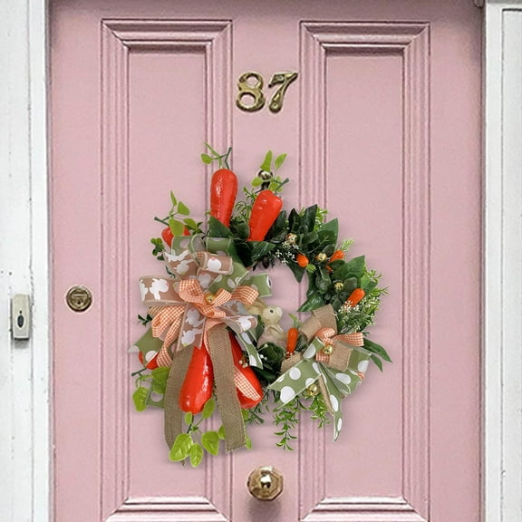 perfeclan Easter Wreath Hanging Garland for Front Spring Wreath Rabbit Garland for Door Festival Holiday Patio Wall 40cm