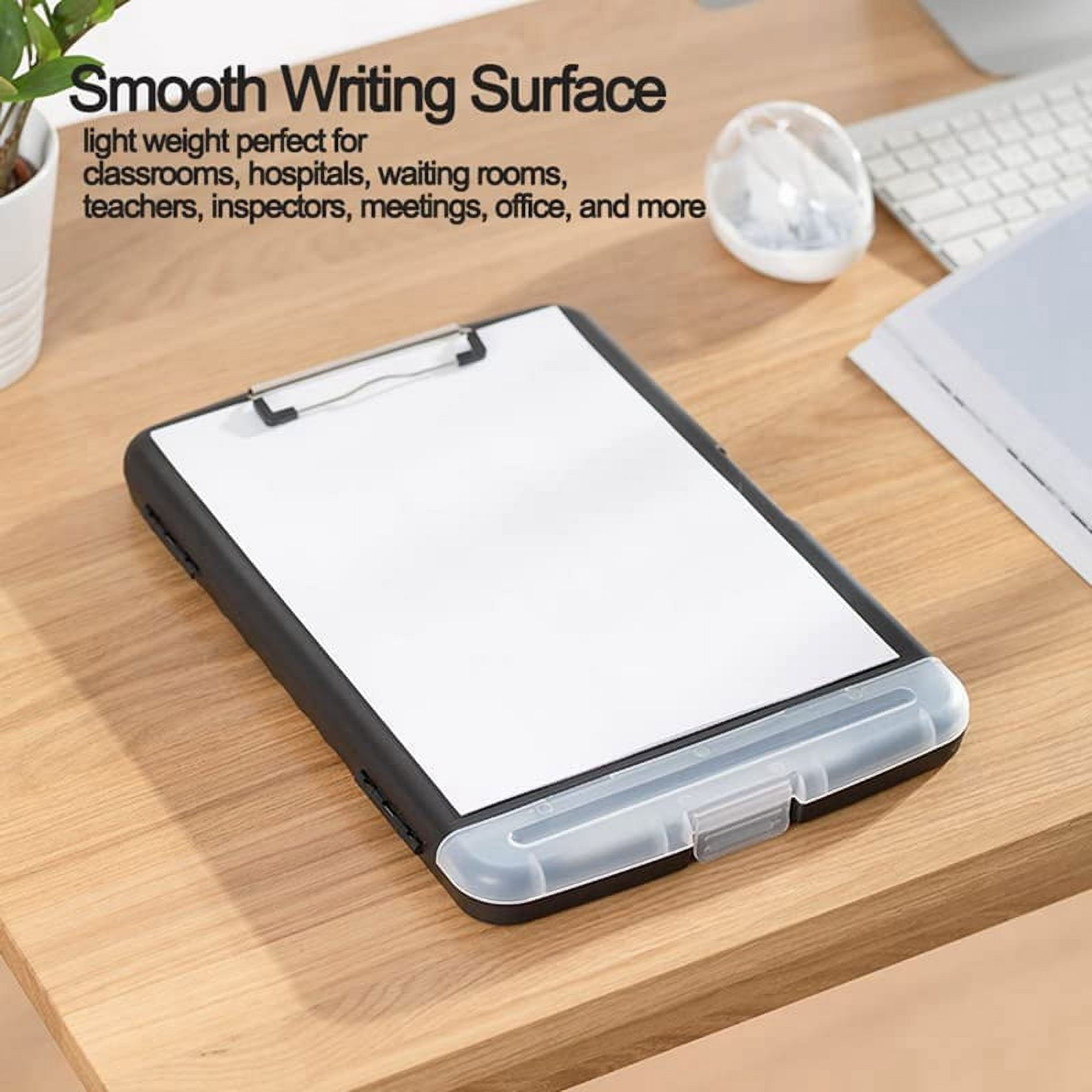 2Pack Clipboard with Storage,A4 Size High Capacity Nursing Clipboards,Heavy Duty Office Clipboard Folder with Metal Clip,2 x Storage Clipboard,Black