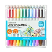 Pen + Gear Fine & Chisel Dual-Tip Markers, Assorted Ink Colors, 24 Count