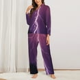 thumbnail image 3 of Kll Thunderstorm Violet Purple Print Women'S Long Sleeve Pajamas With Pants Sleepwear Loungewear 2 Set-Small, 3 of 9