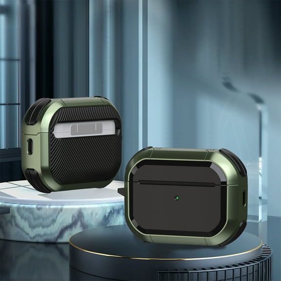 Case with Keychain Compatible with AirPods Pro 2nd Generation 2022, PC & TPU Protective Hard Cover Supports Wireless Charging (Front LED Visible) Earbuds Accessories for AirPods Pro 2 - Army