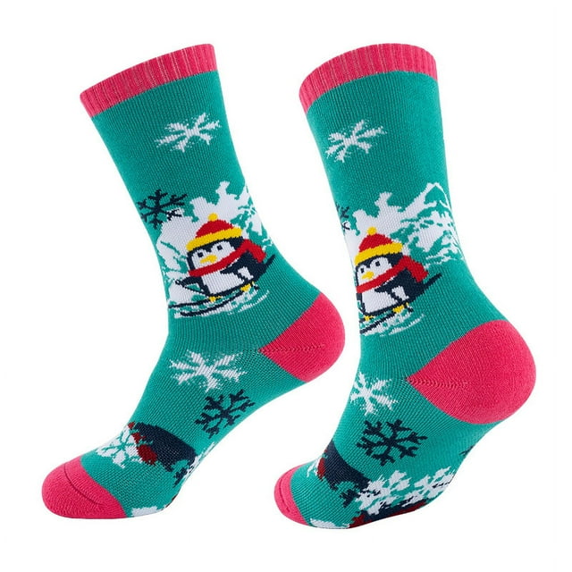 Calcetines de esquí para niños con fondo de toalla, gruesos, absorbentes del sudor, para deportes al aire libre en invierno, calcetines largos y cálidos