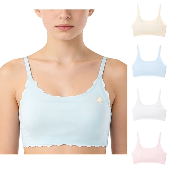 Loopsun 10 to 16 Years Girls Seamless Sports Soft Wireless Training Bra Blue, 10-12 Years