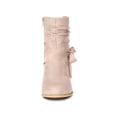 thumbnail image 2 of BLISSFUL STEP Women's Slouch Boots Ankle-High Block Heel Bow Decor Boots Dust Pink 9, 2 of 8