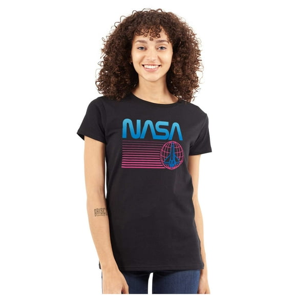 Vaporwave NASA Worm Logo Shuttle Women's T Shirt Ladies Tee Brisco Brands S