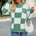 thumbnail image 4 of Mock Neck Long Sleeve Sweater Women Plaid Print Winter Warm Ribbed Cuff Long Sleeve Shirts Solid Casual Loose Oversized Pullover Sweaters, 4 of 6