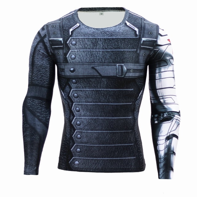 Rashguard Gym Man Fitness Long Sleeve Compression Shirt Bat Spider Superhero Print Fashion Cloth For Running Training Exercise