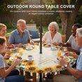 thumbnail image 3 of Round Outdoor Tablecloth with Umbrella Hole and Zipper, Sunflowers Tablecloth with Elastic Waterproof, Summer Country Botanical Yellow Flowers Plaid Patio Table Covers for 55" - 60" Pool Tables, 3 of 9