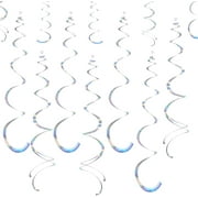 28 Pack Iridescent Ceiling Swirl Foil Decorations Hanging Plastic Streamer Themed Swirl Party Decoration for Celebration