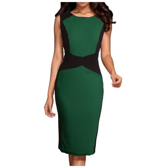 Women's Elegant Slim Fit Front Zipper Work Business Party Bodycon Dress