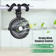 SkyGenius Portable Baby Stroller Fan USB Rechargeable Clip Tripod Fan, Black