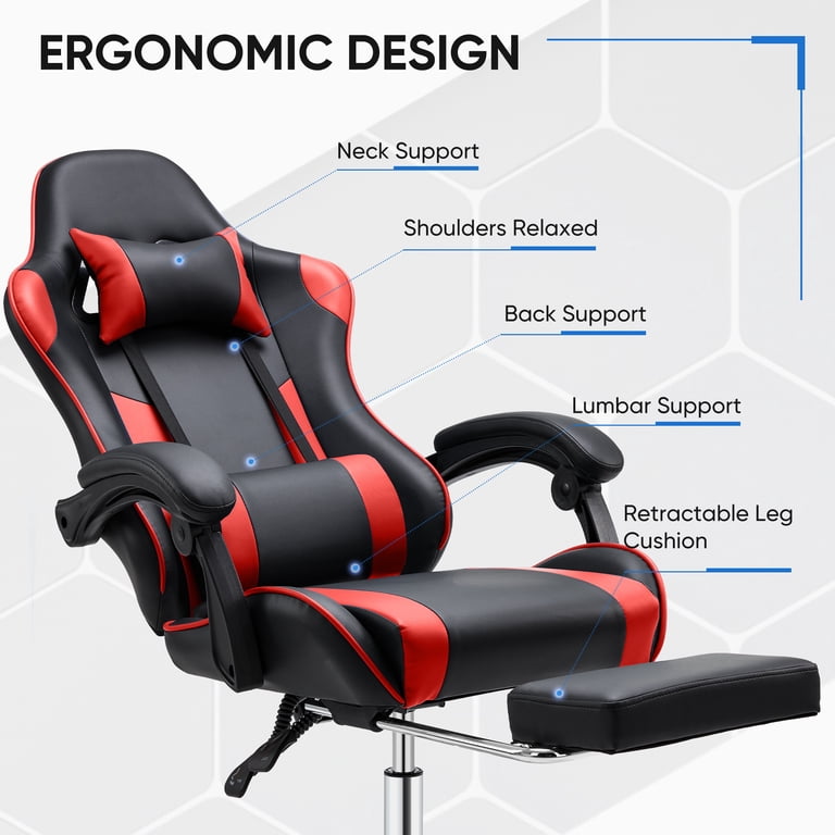 EDX Ergonomic Gaming Chair, High Back, Red and Black photo 6