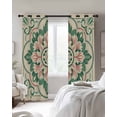thumbnail image 3 of Pink Green Flower Blackout Curtains 39 Inches Long for Bedroom, Elegant Spring Floral Abstract Art Thermal Insulated Room Darkening Black Out Window Curtain Panels Grommet Drapes for Living Room, 3 of 8