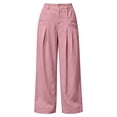 thumbnail image 5 of ZHYou No Boundarie Womens Baggy Fit Pant Low Rise Pleated Cargo Oversized Wide Leg Business Dress Casual Trousers with Pockets,Pink,Size S, 5 of 7