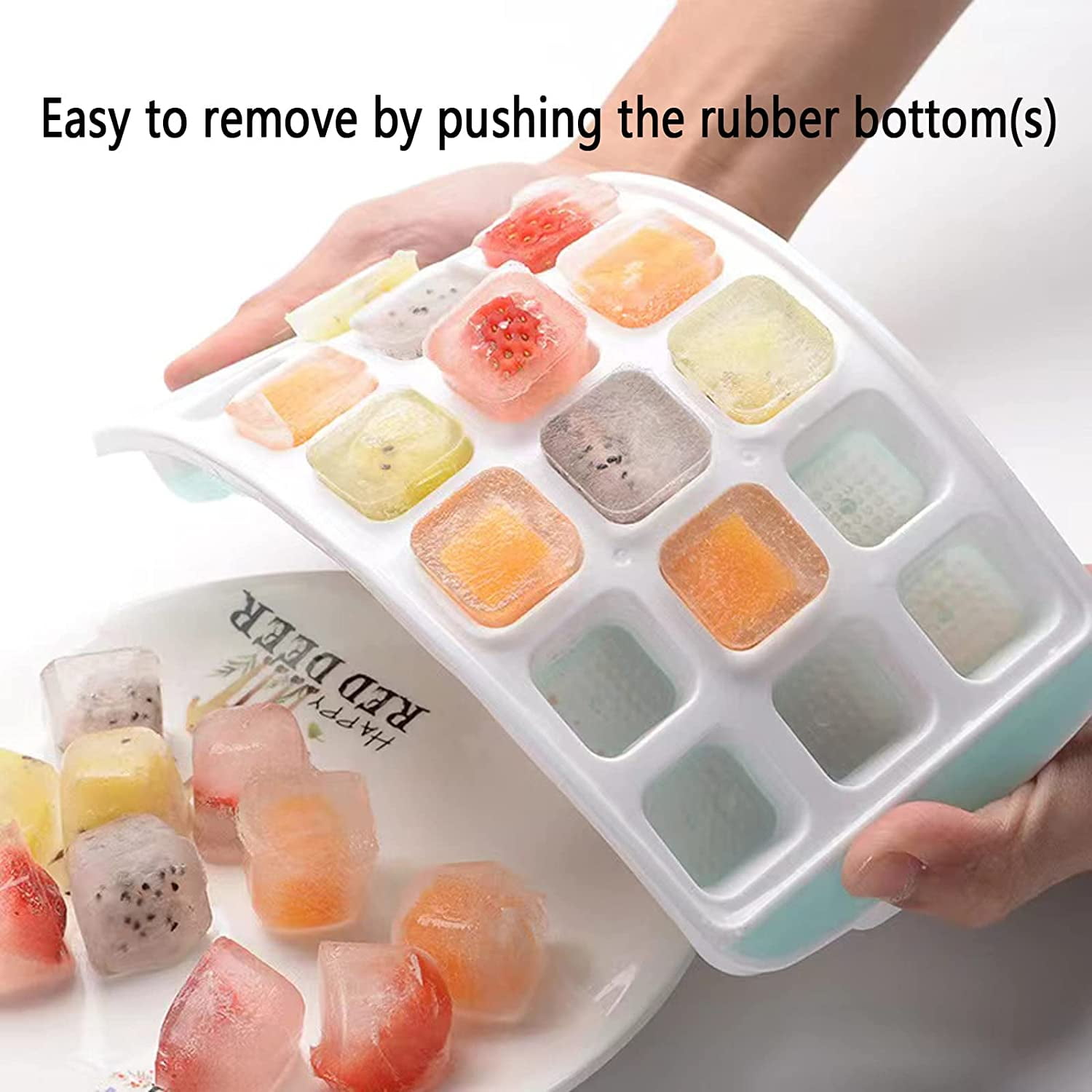 Yibgeem Round Ice Cube Tray,Mini Ice Trays for Freezer with Lid & Bin,Small  Circle