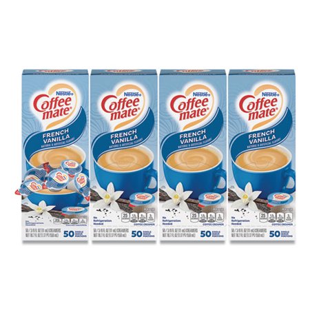 Liquid Coffee Creamer  French Vanilla  0.38 Oz Mini Cups  50/box  4 Boxes/carton  200 Total/carton