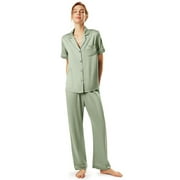 AW BRIDAL Silk Pajamas for Women Bridesmaids Satin Pajama Set Button Down Two Piece Sleepwear Loungewear, Sage Green L