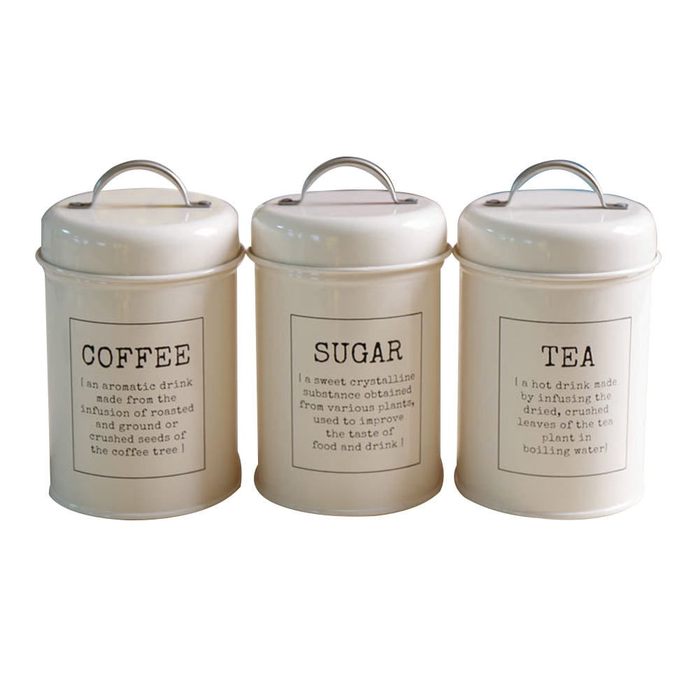 Artisan Country Kitchen Durable Stoneware Tea Coffee Sugar Storage Jar Set 