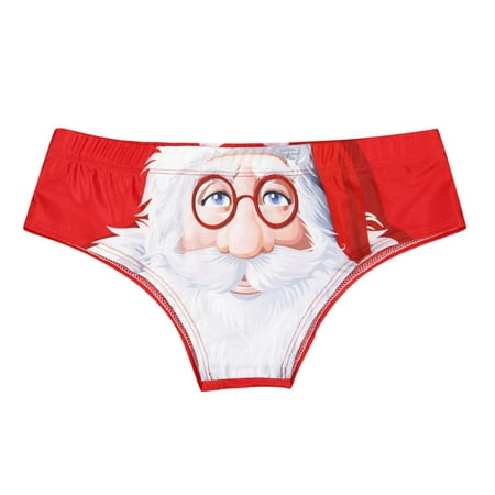 

AOOCHASLIY Underwear for Women Clearance Ladies Boyshort Breathable Thong Christmas Digital Printed Panties Briefs