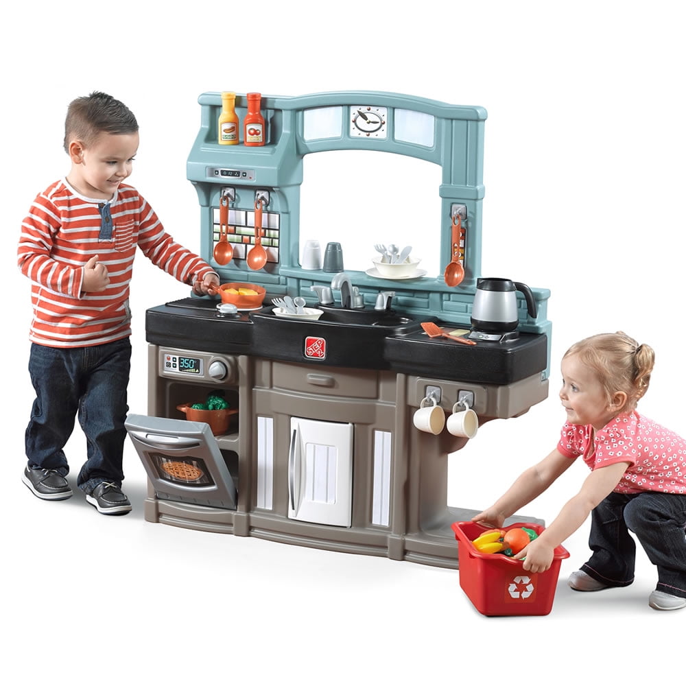 Children's Pretend Kitchen Wooden Blue Play Kitchen 