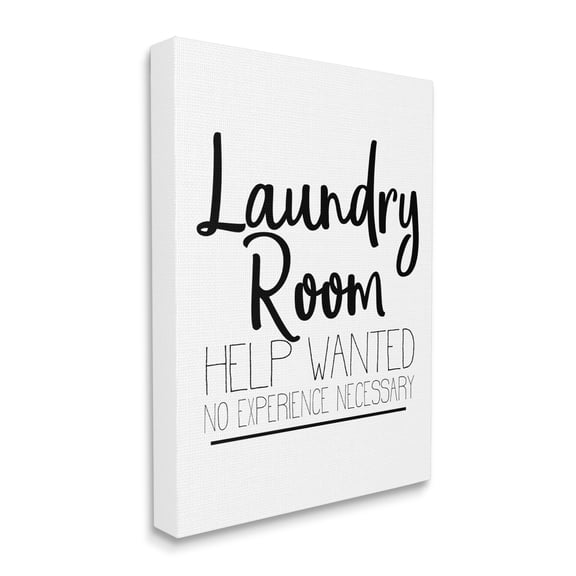 Stupell Industries Help Wanted Laundry Room Sign Bold Black White, 24 x 30, Designed by Kim Allen