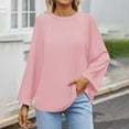 thumbnail image 2 of Diufon Casual Fall Tops for Women Round Neck Long Sleeve Pullover Tops Solid Color Blouses, 2 of 7