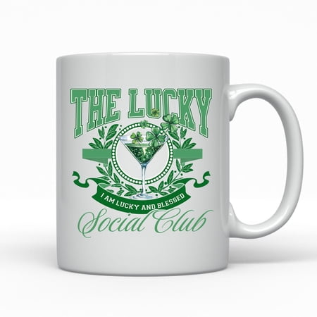 St Patricks Day Mug | Lucky Social Club Cup | Green Martini Gift | Lucky and Blessed Mug | Irish Party Cup | Shamrock Martini Gift