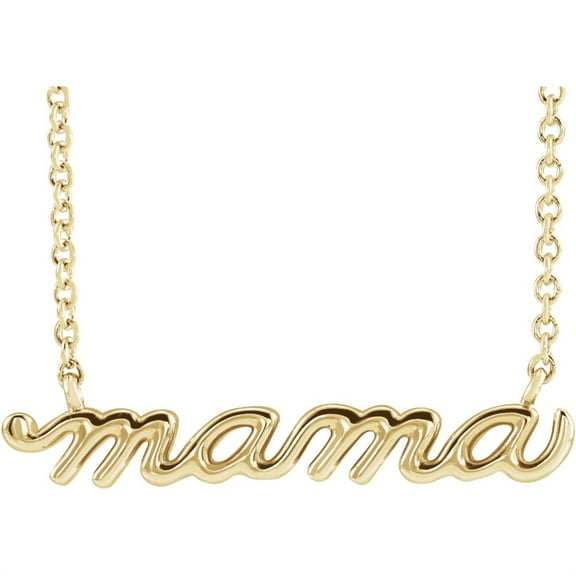 Auriga Fine Jewelry 14k Yellow Gold Petite Mama Script 16" Necklace for Women